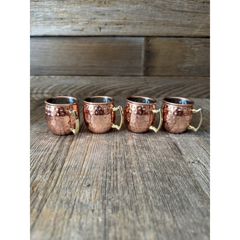 Mini Moscow Mule Mugs.  Set of 4, 2oz Shot Glasses. New